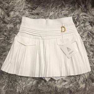 Accordion Pleat Mini A-Line Skirt